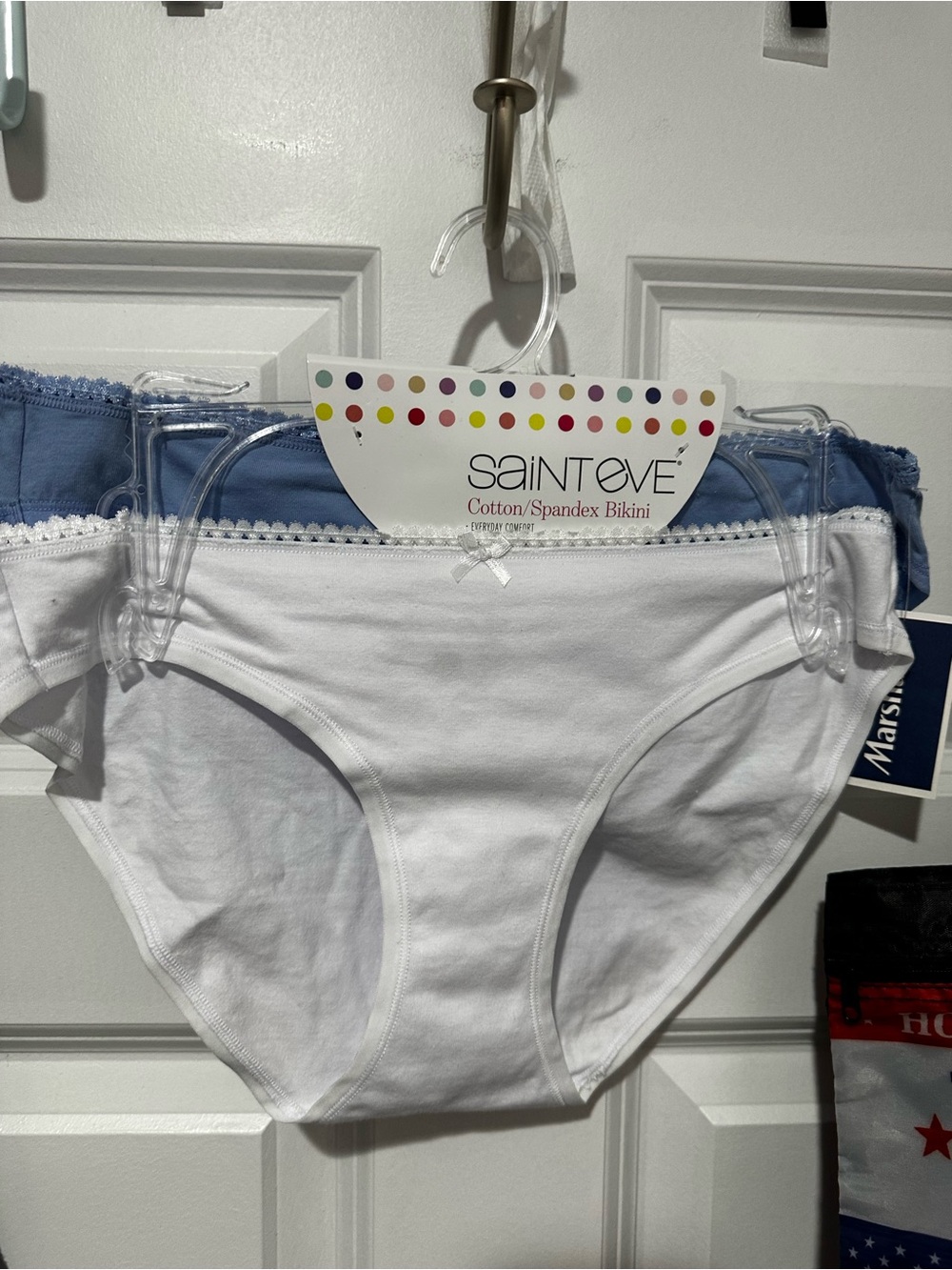 Lot of 2 Saint Eve Women's Cotton-Spandex Bikini Panties - White and Blue